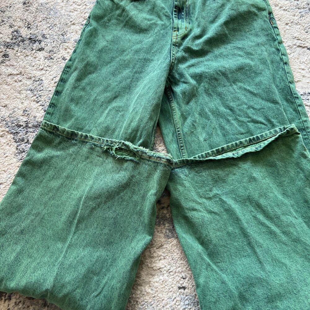 BDG Skater Baggy Jeans 29 Green Overdyed Wide Leg Urban Outfitters Baggy Denim - Picture 6 of 11